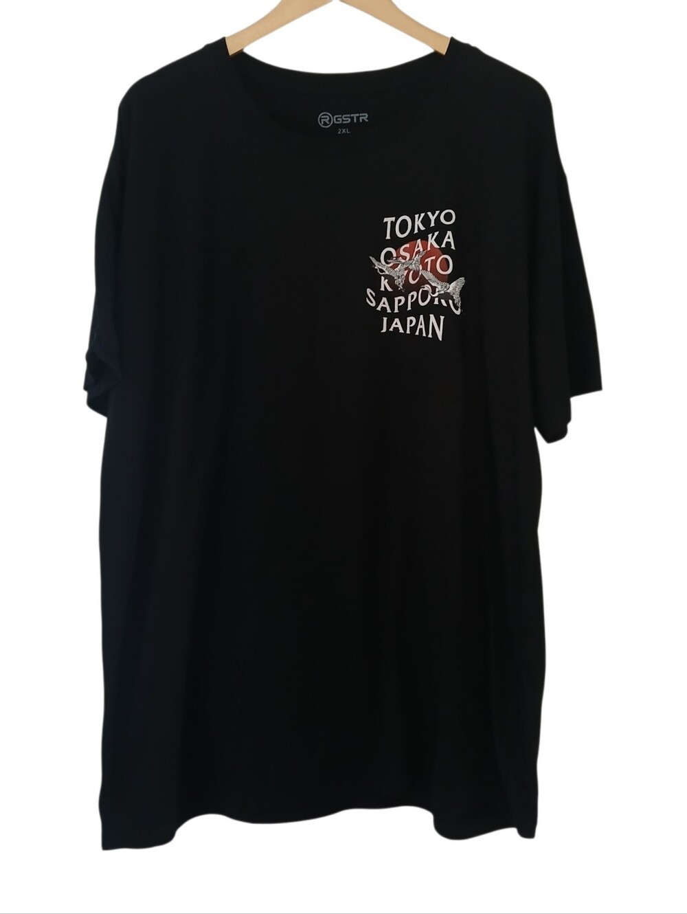 RGSTR Brand Black Graphic Tee Japan Cities Crew Neck Short Sleeves